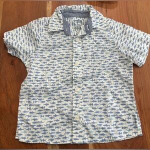 NWT Osh Kosh Shark Print Button Down Short Sleeve - Size 12M
